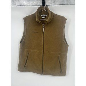 Men’s Columbia Fleece Vest Full Zipper Olive Brown Size Large